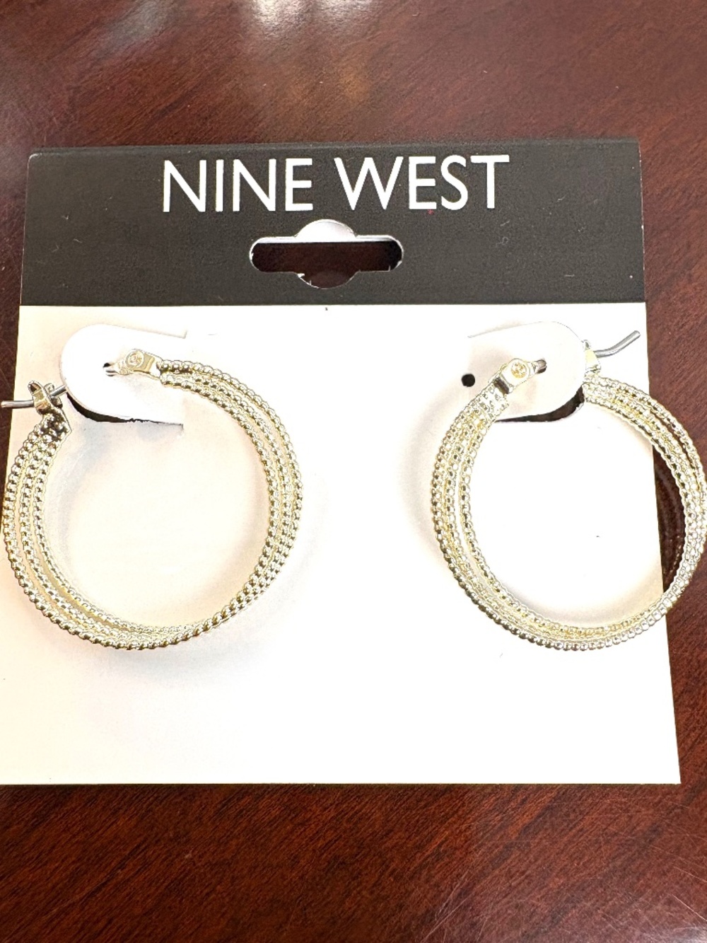 Nine West Silver Tone Triple Hoop Earrings